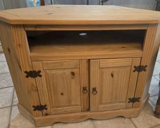 solid wood corner TV stand 