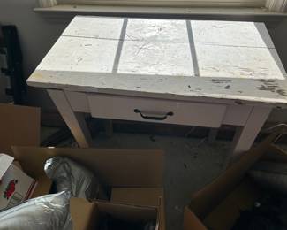 ANTIQUE SILVERWARE FARM TABLE. 