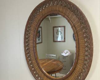 WICKER MIRROR. $30. 