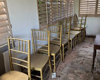 GILT FRENCH REVIVAL STYLE FAUX BAMBOO WOOD SIDE CHAIRS