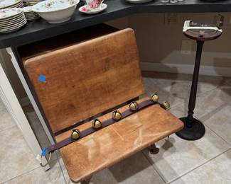 CHILD’S SCHOOL DESK, CIGARETTE ASHTRAY STAND