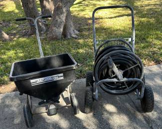 Craftsman fertilizer distributor and heavy duty rolling hose reel