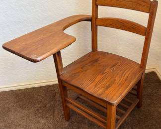 Vintage student chair with attached desk