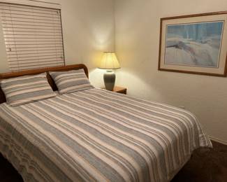 Vintage bedroom suite including queen sized bed, nightstand & dresser with mirror 