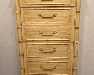 Thomasville faux bamboo tallboy dresser/ lingerie chest