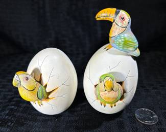 Mexican ceramic hatching parrot eggs