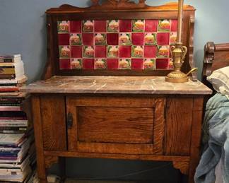 Antique Wash Table with Marble Top and tile detail
Pre sale by appointment 
$800 negotiable 
50% off sunday