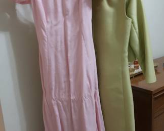 vintage  pink  dress,    green  suit  from  Montaldos