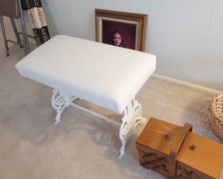 bench,  sewing  basket