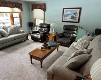 Living room view - leather chairs and like new couch/loveseat