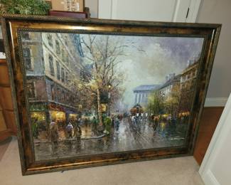 Large Paris street scene original oil