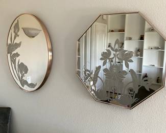 1980s etched glass mirrors