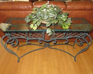 Beveled Glass Wrought Iron Sofa Table