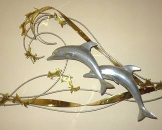 1991 Curtis Jere Signed Dolphin Wall Sculpture