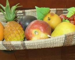 Weaved Basket with Faux Fruit