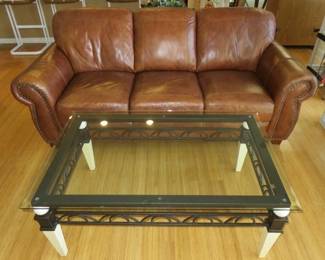 Square Glass Top Metal Base Coffee Table