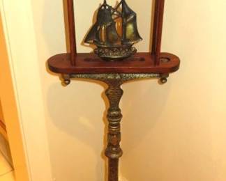 Antique Cast Iron Nautical Ship Design Smoking/Plant Stand 