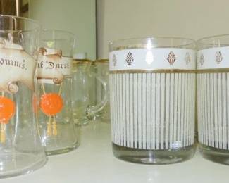 Pair George Briard Gold Striped Old Fashion Glasses