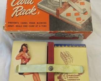 Vintage Holdtite Bakelite Card Rack & Cards