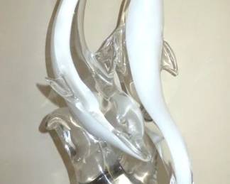 Elio Raffaeli Signed Murano Art Glass Dolphin Sculpture