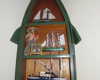 Wooden Boat Wall Shelf
