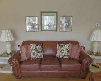 3 Piece Brown Leather Sofa/Armchair Set 