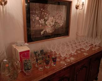 Spode Christmas glassware. Waterford crystal stemware