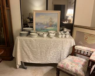 Full china set, nice art a corner table