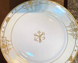 Hand painted beautiful small personal crumpet cake plate with matching tea pot