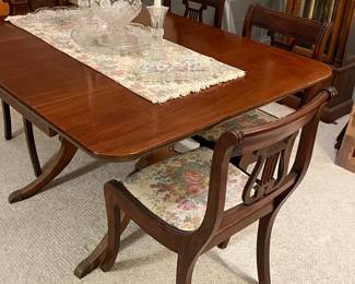 Duncan Phyfe table set and cut crystal items
