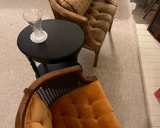 Cane back plush button chairs 2 in this photo - 4 total