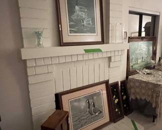 Canadian Geese pieces a curio cabinet and vases