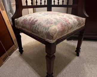 Rare vintage antique corner chair upholstered to match the table and chairs