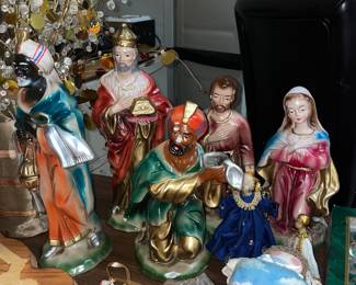 Vintage paper mâché nativity scene