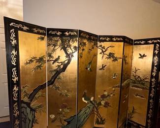 Gold leaf Lacquered Coromandel 6 Panel Vintage Screen