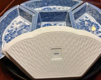 Vintage Japanese Porcelain 5 Piece Hors D’oeuvre Set with Lazy Susan