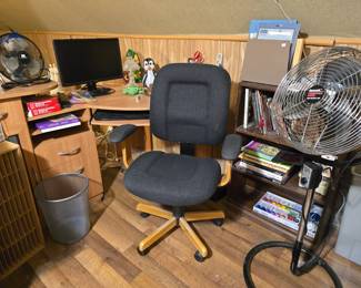 Home office furniture and equipment are also in the attic.