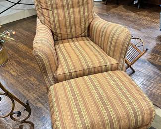 Striped Chair with Ottoman