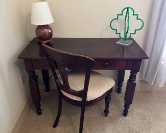 Desk with Chair, Lamp, Decor