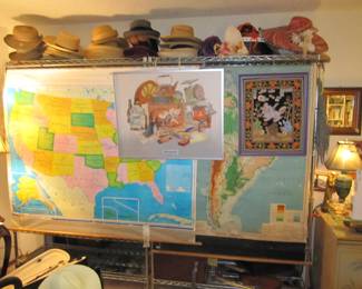 Old pull down school maps