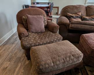 Upholstered club chairs with ottomans by Key City