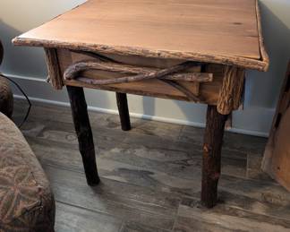 Rustic twig table with a drawer