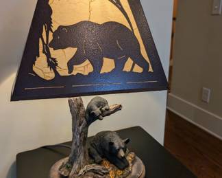 Black Bear lamp with metal shade