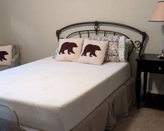 Metal embossed full size headboard with memory foam mattress with remote controlled adjustable base