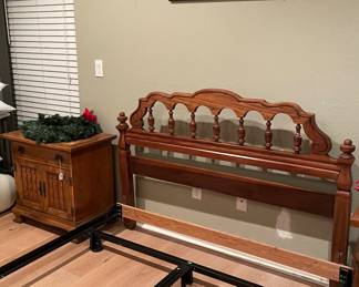 Queen Size Bedframe, Nightstand, Canvas on Oil Framed Painting