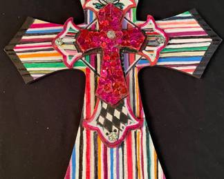 Hand Crafted and Painted by Local Artist Susan Crocker Decorated Cross