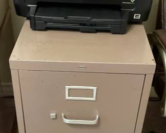 Metal Two Drawer File Cabinet, Epson Color Printer