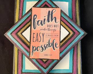 Hand Crafted and Painted by Local Artist Susan Crocker Decorated Painted Cross on Canvas