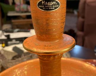 Haegar Gold Tweed Glaze Candlestick Vase