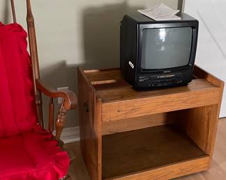 Rocking Chair, Printer Table, T.V. with VHS Tape Player